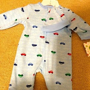 Little Me Newborn Sleeper with matching hat NWT